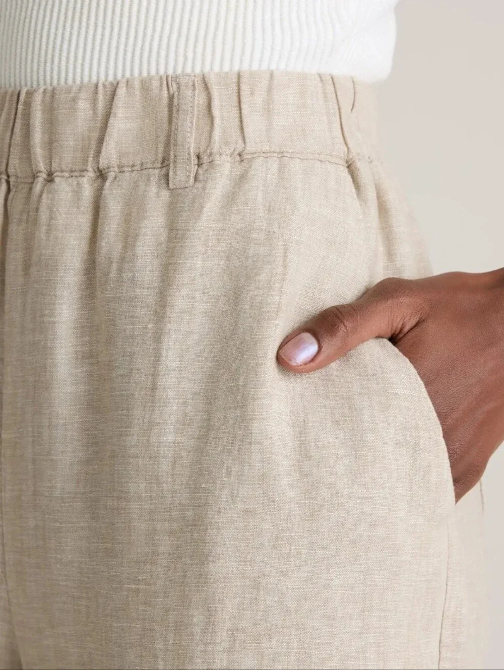Quince Natural Linen Crop Wide-Leg Pants